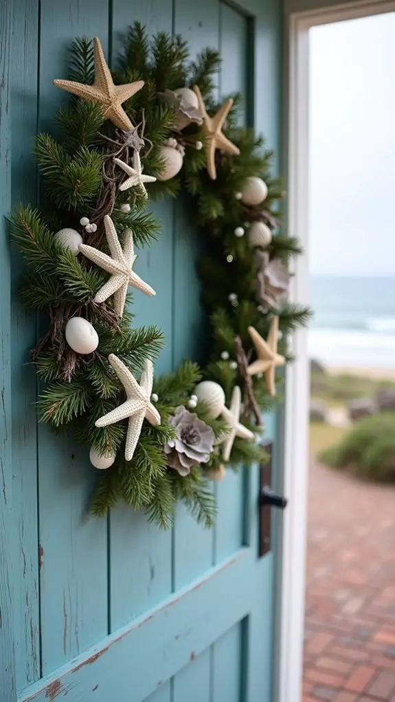 winter beach themed wreath decor