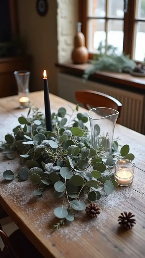 wintery eucalyptus table decor