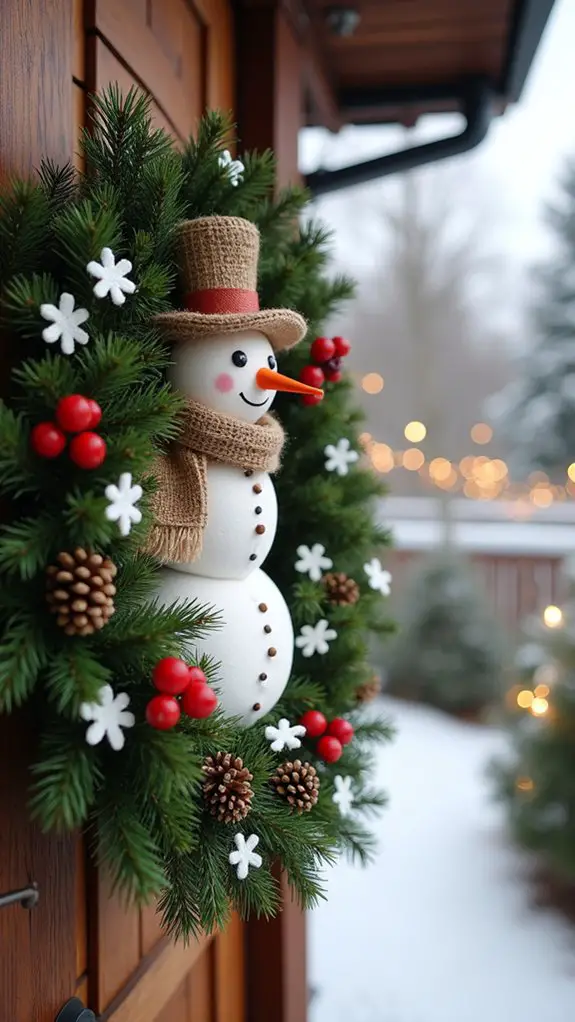 woodland themed snowman wreath