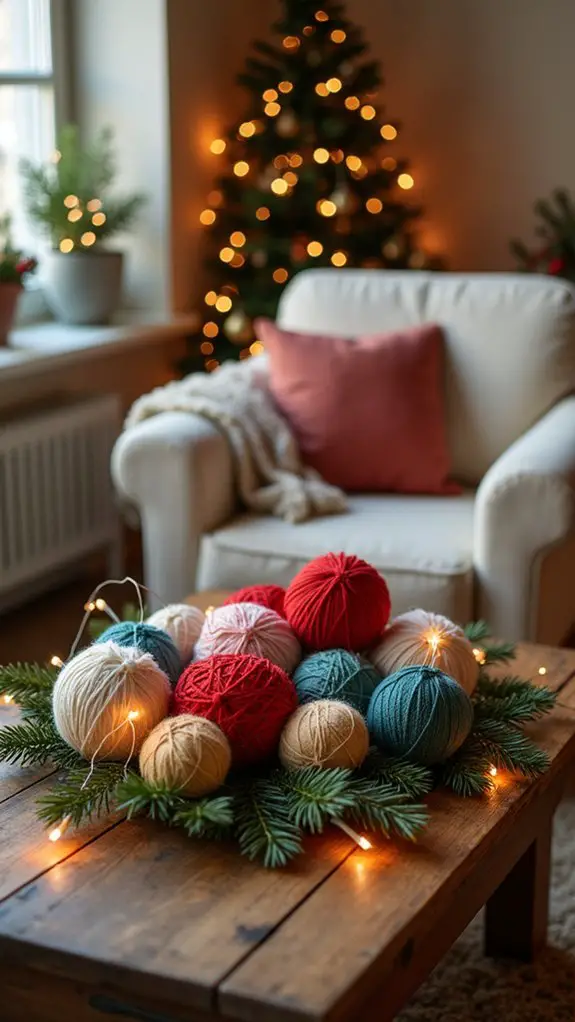 yarn wrapped holiday ornaments