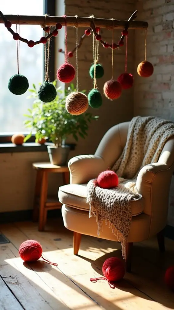 yarn wrapped holiday ornaments