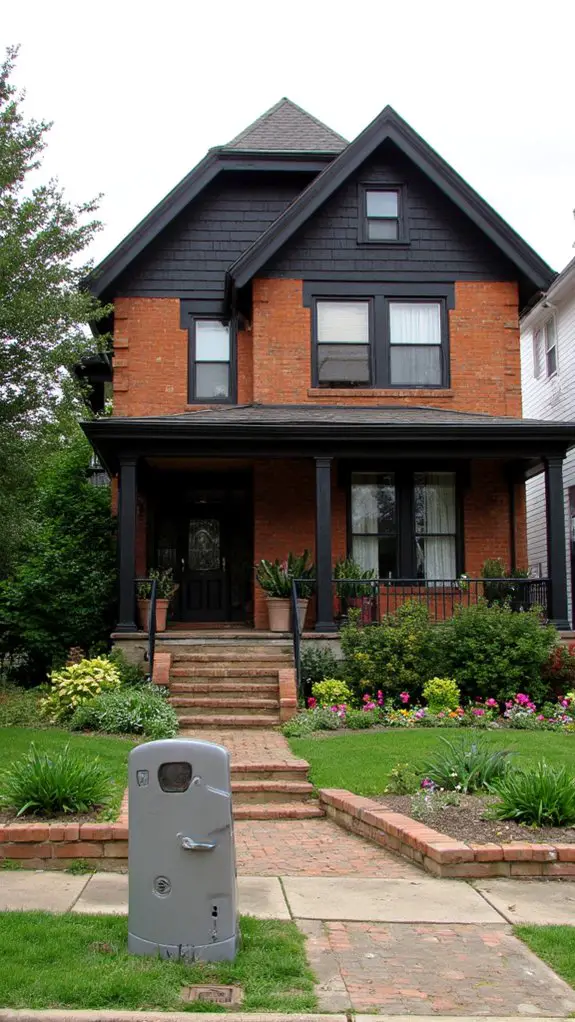 amber home with black siding