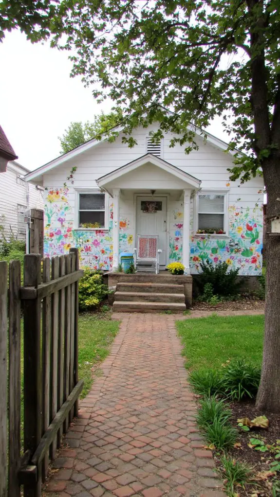 artistic murals enhance exterior