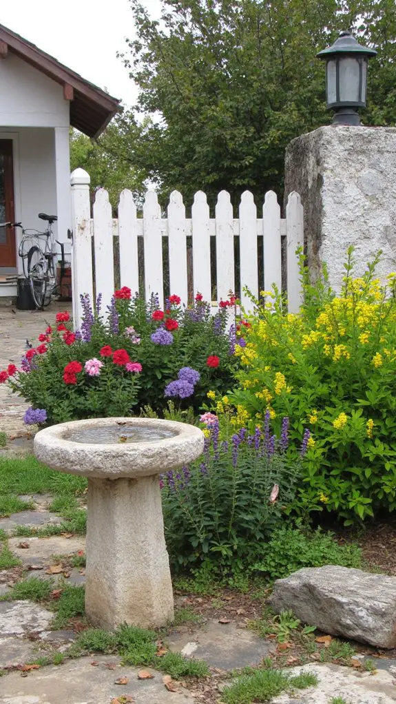 attract wildlife with birdbath