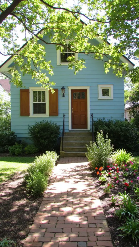 baby blue with wood accents