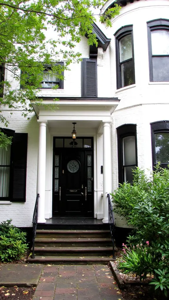 black trim enhances architecture