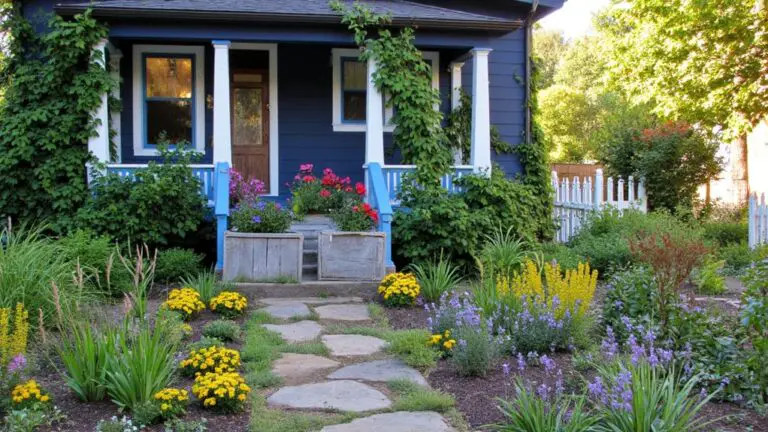 blue house landscaping ideas