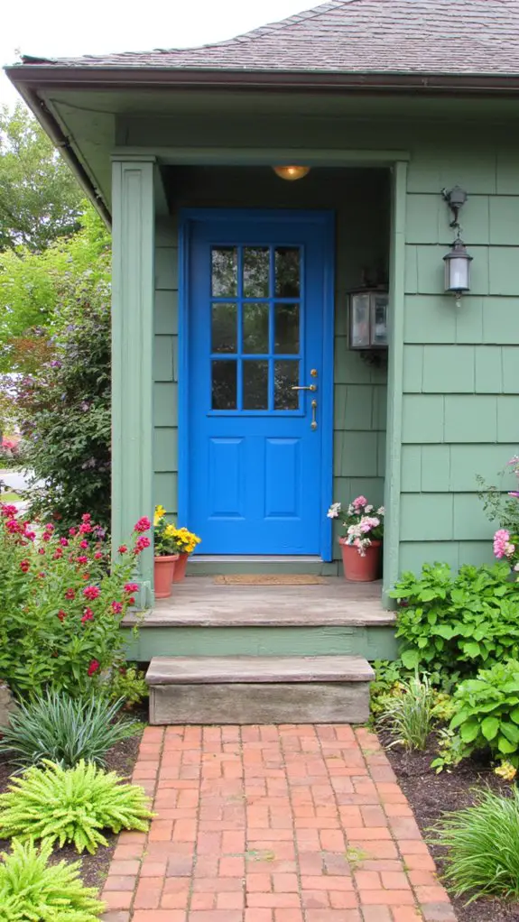 bold blue farmhouse entrance