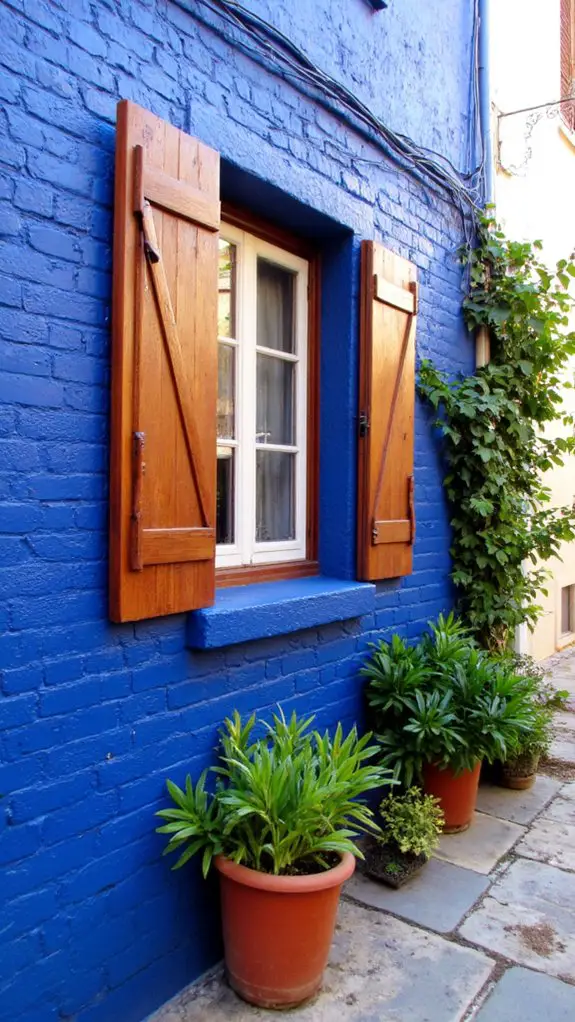 bold blue warm terracotta