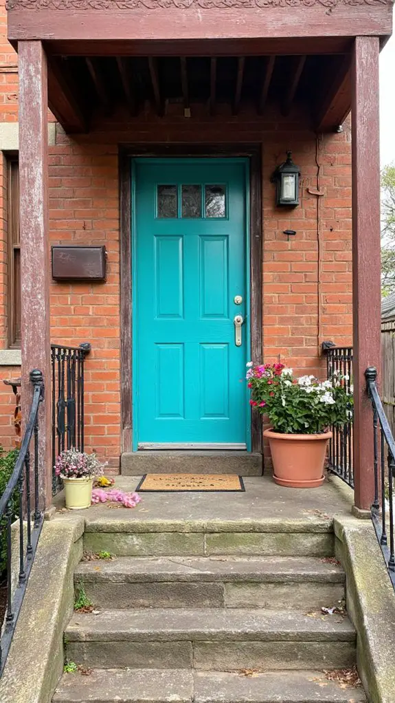 bold bright teal door