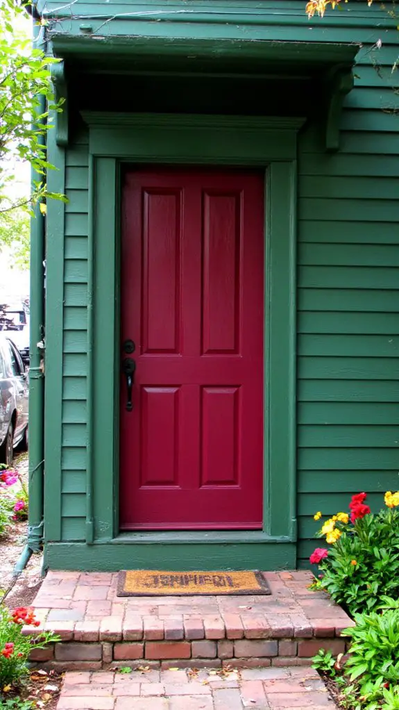 bold burgundy front door