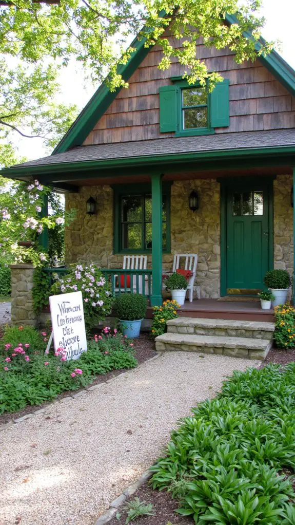 bold emerald green farmhouse