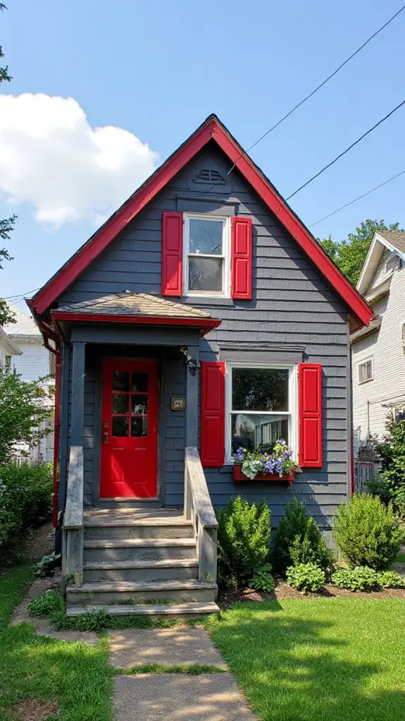 bold gray and red accents