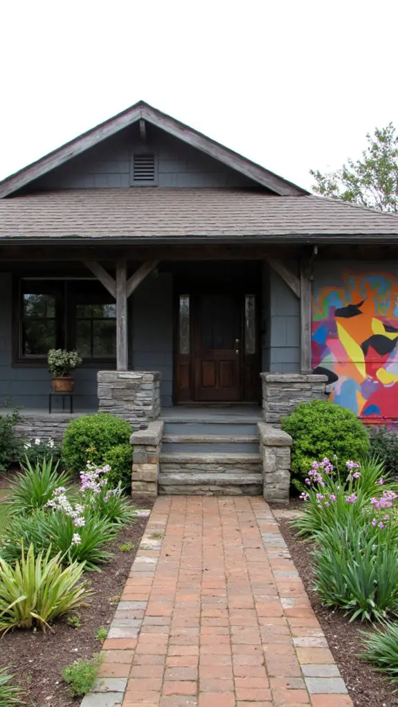 bold gray artistic mural