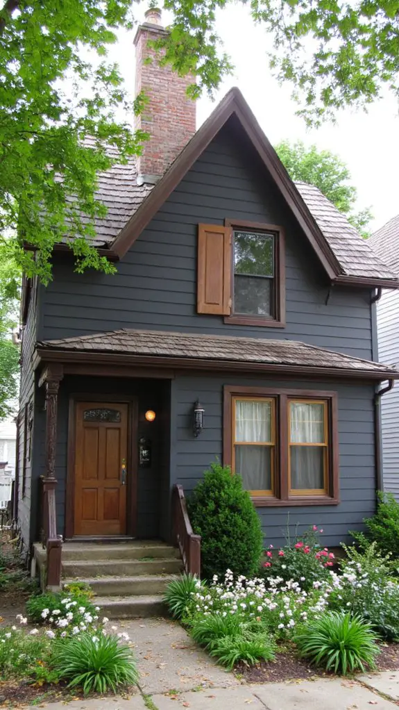 bold grey with brown accents