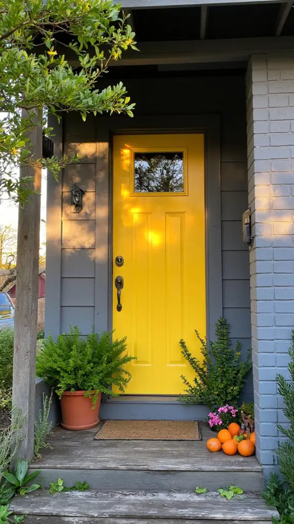 bold modern yellow entrance