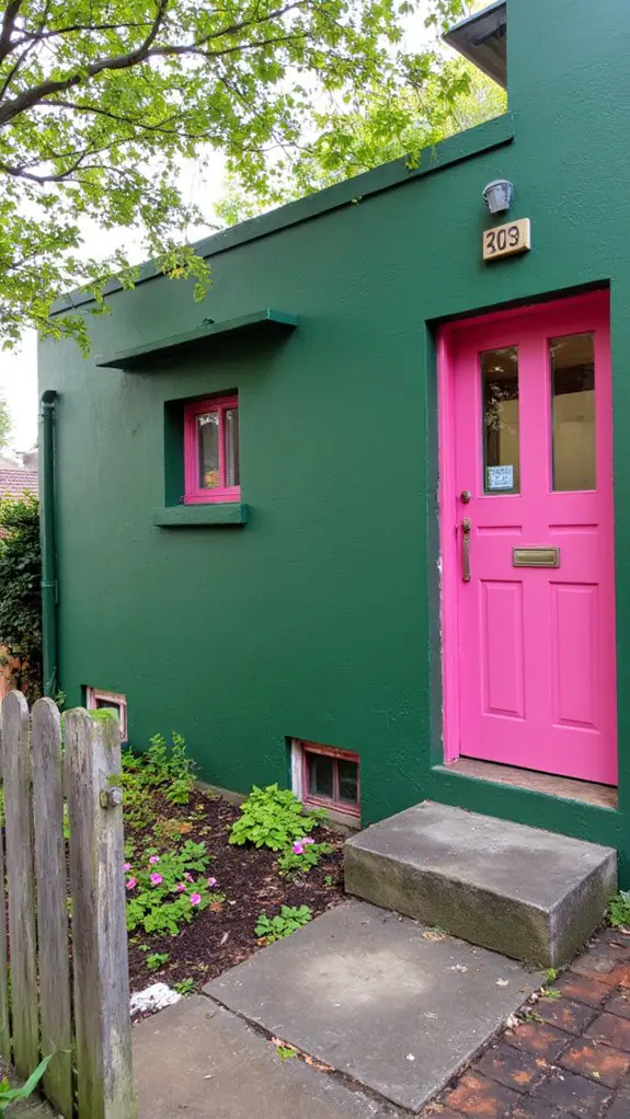 bold pink door entrance
