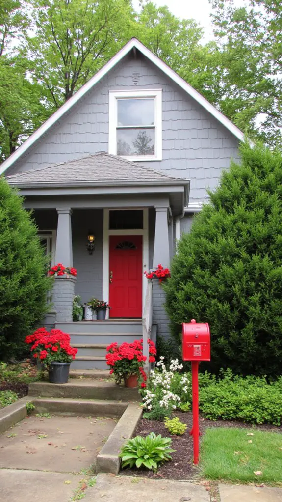 bold red accents elevate gray