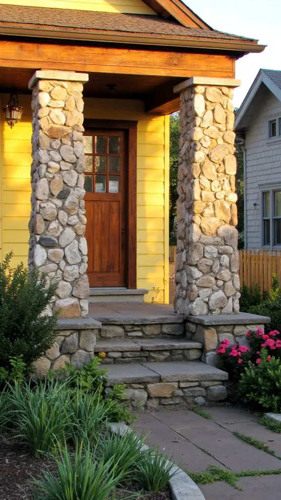 bold stone pillars enhance