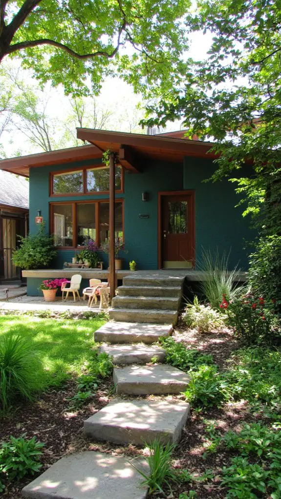 bold teal enhances architecture