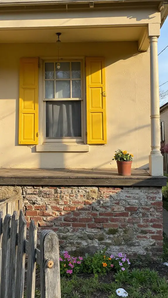 bold yellow shutters enhance aesthetics
