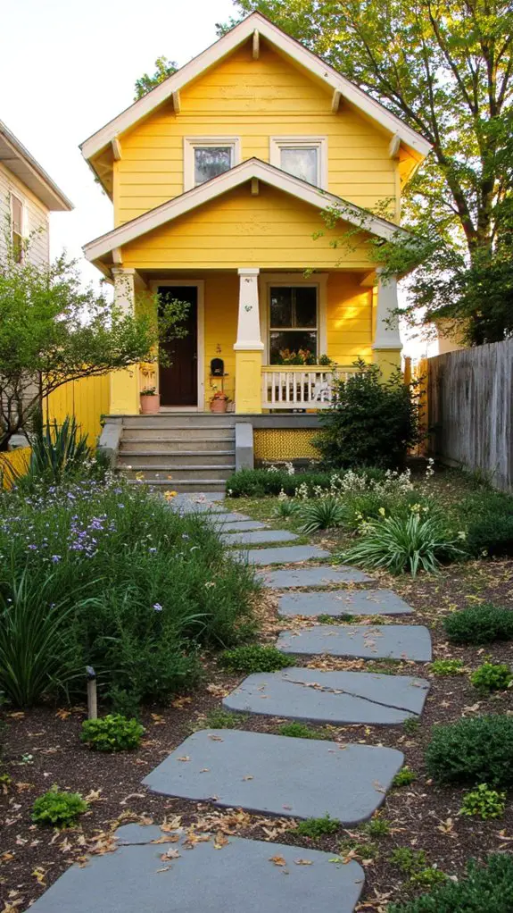 bold yellow stone landscaping