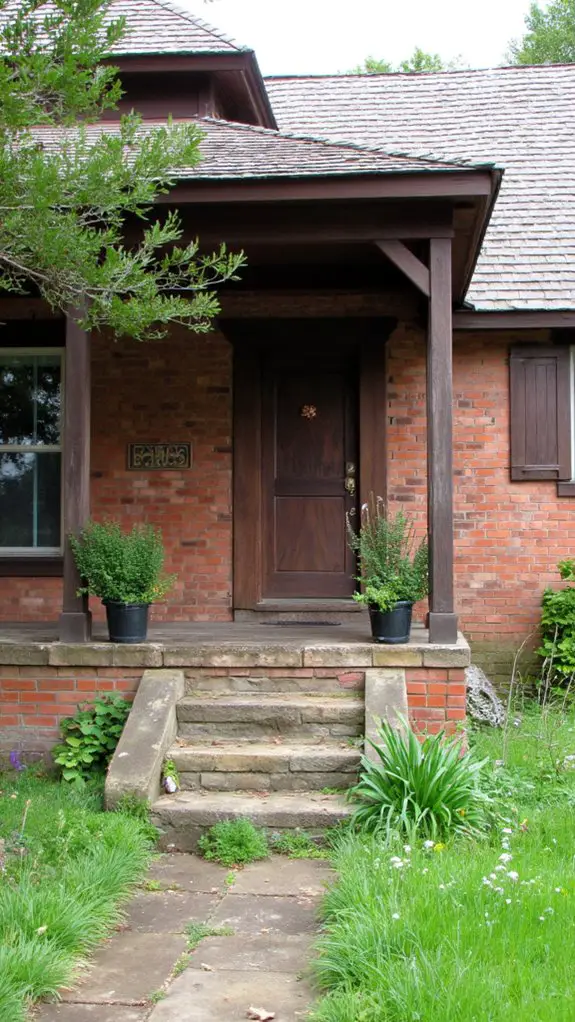brick accents enhance farmhouse charm