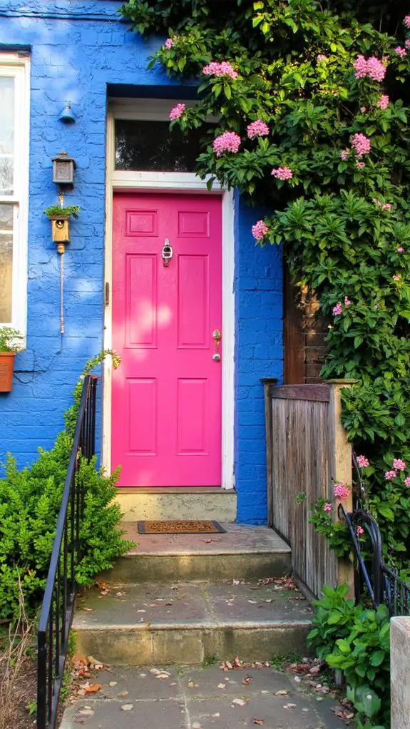 bright pink door contrast