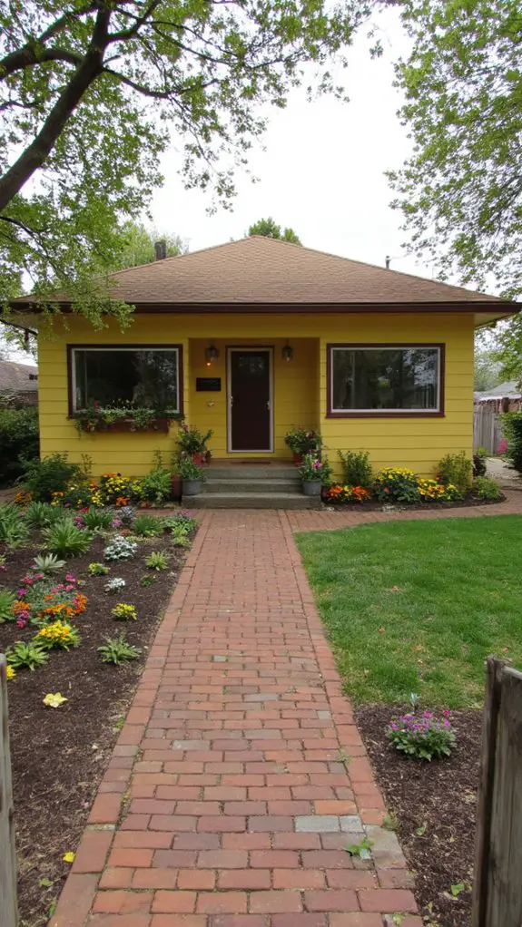 bright yellow brown roof