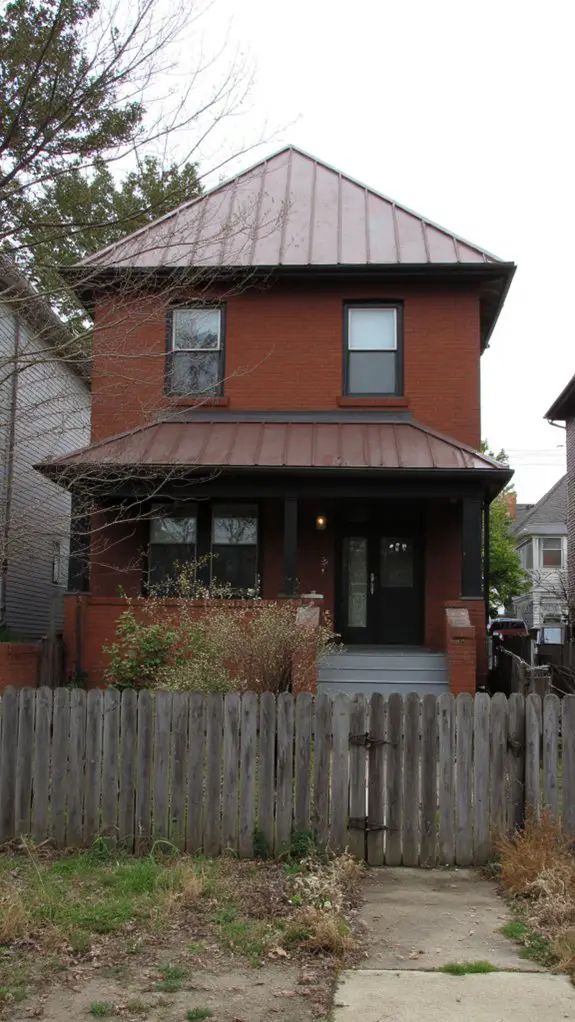 brown brick and metal