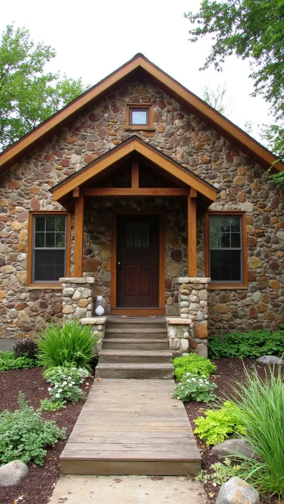 brown exteriors with stone