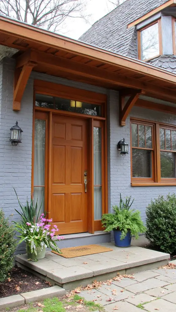 cedar door enhances gray elegance