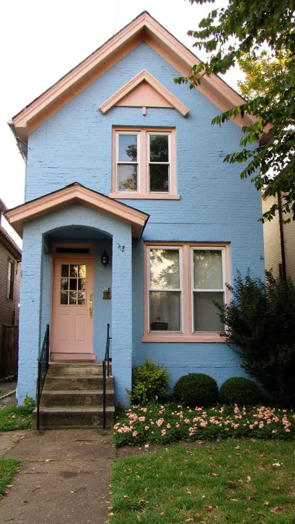 cerulean and soft peach harmony