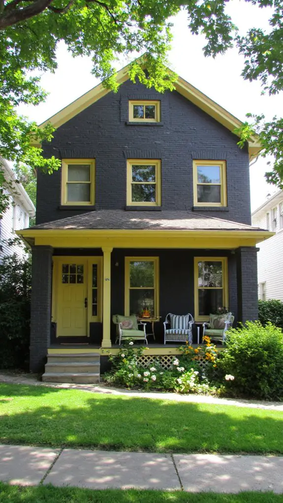 charcoal gray with soft yellow