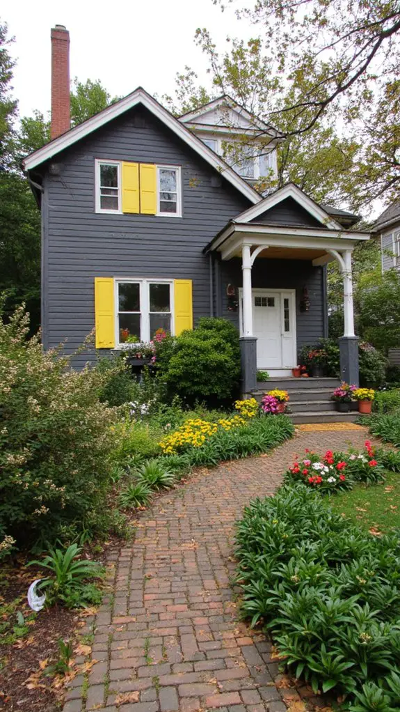 charcoal tones with yellow