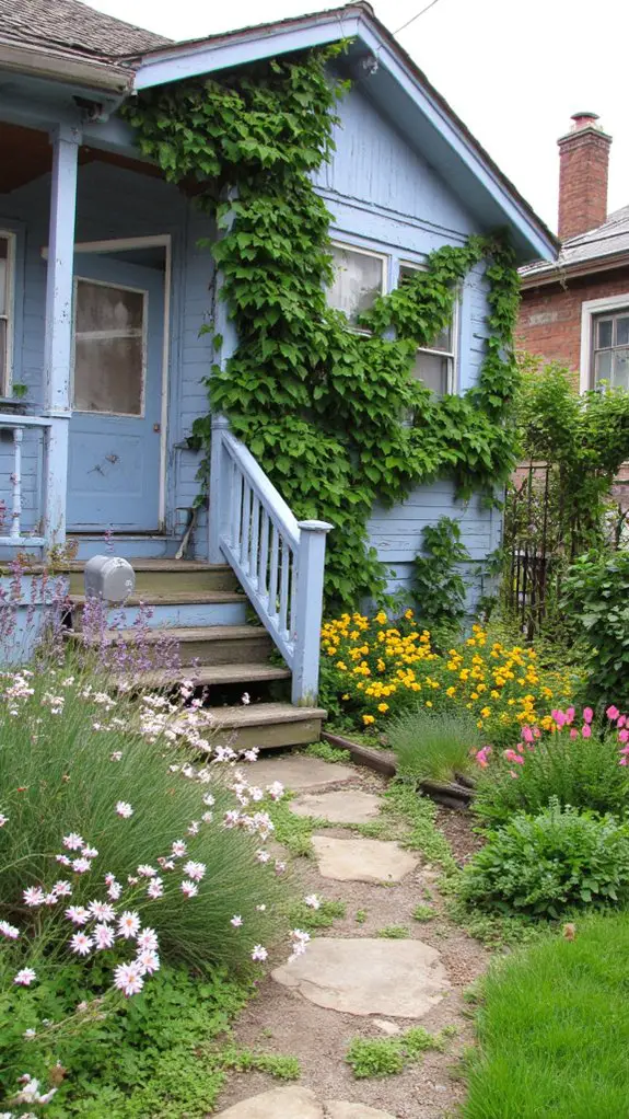 charming blue cottage vines