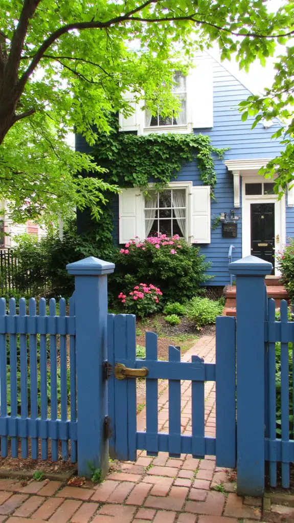 charming colonial blue fence
