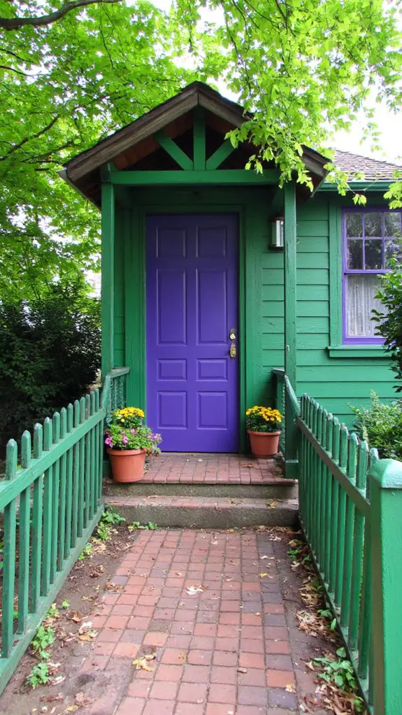 charming cottage with purple door