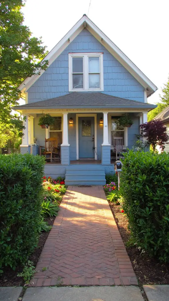 charming dusty blue farmhouse