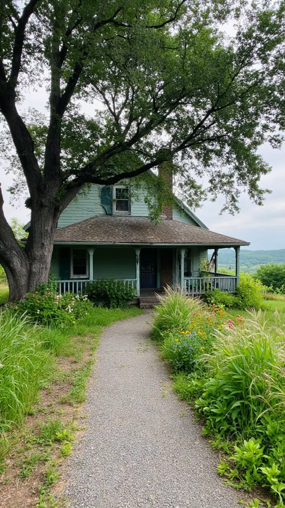 charming farmhouse with wildflowers