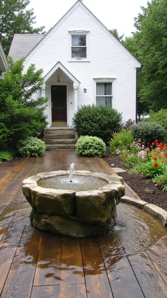 charming fountain and koi pond
