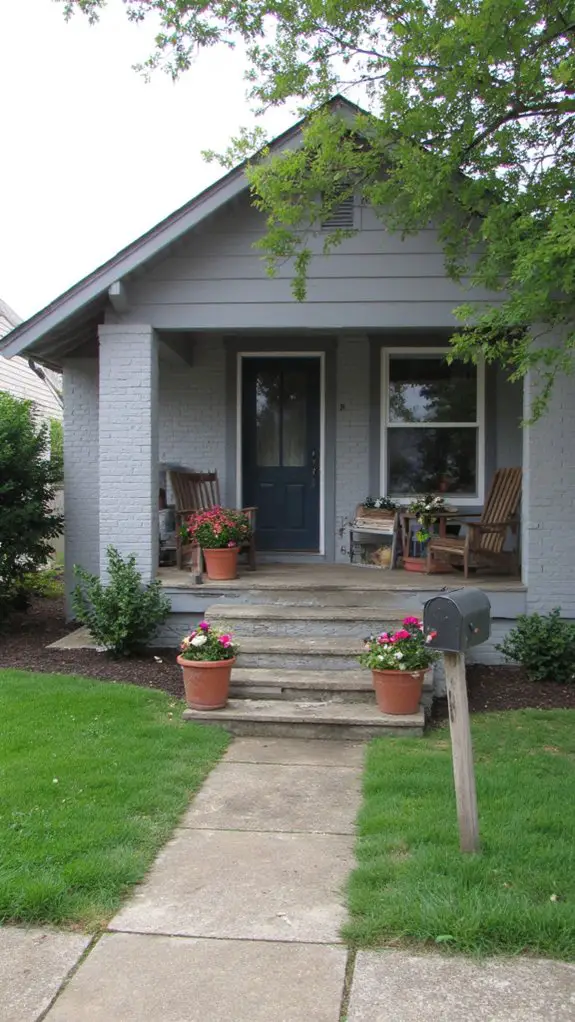 charming gray bungalow porch