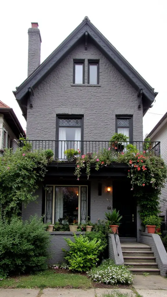 charming gray tudor balcony