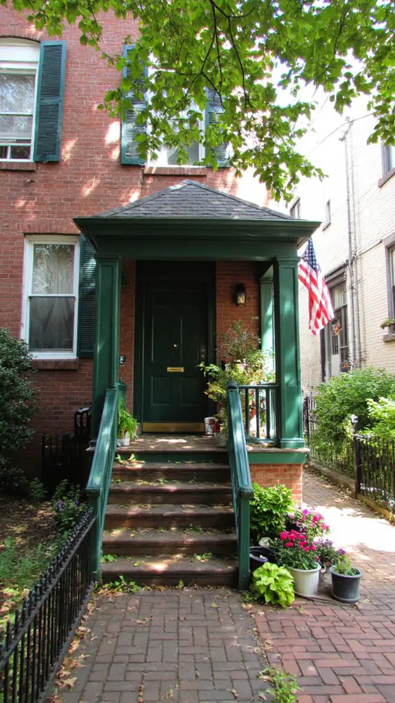 charming green shutters contrast