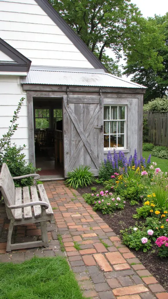 charming greenhouse with barn doors