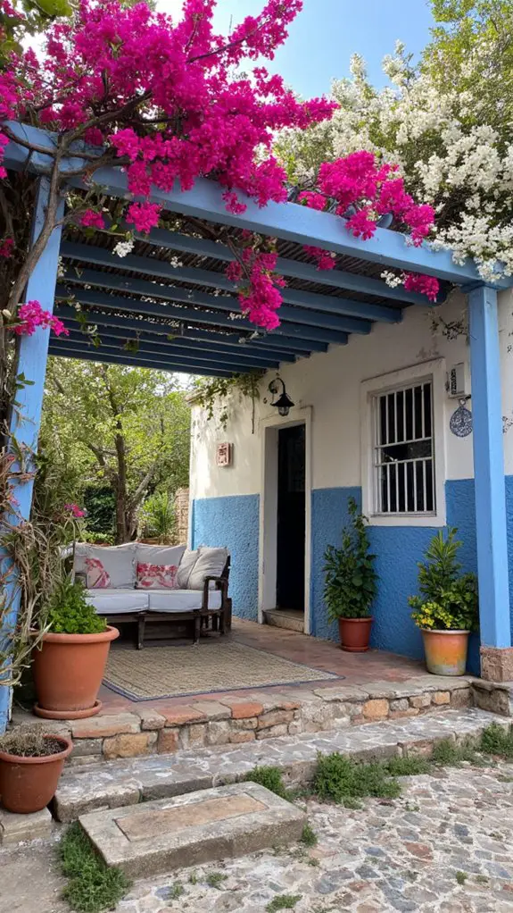 charming light blue pergolas