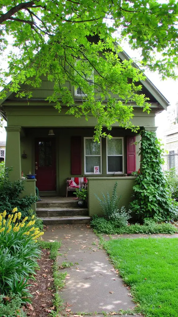 charming olive green bungalow