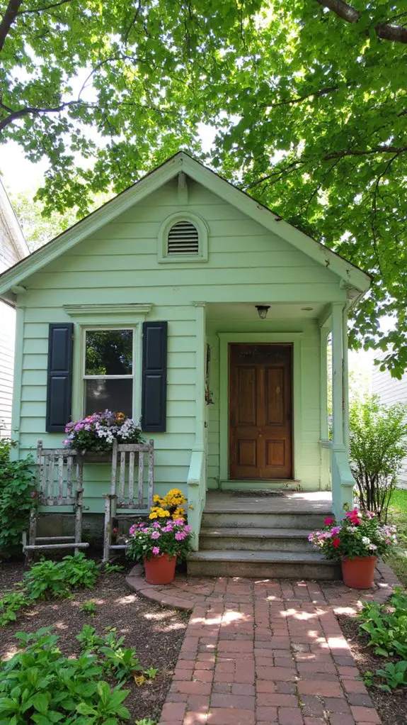 charming pistachio green cottage