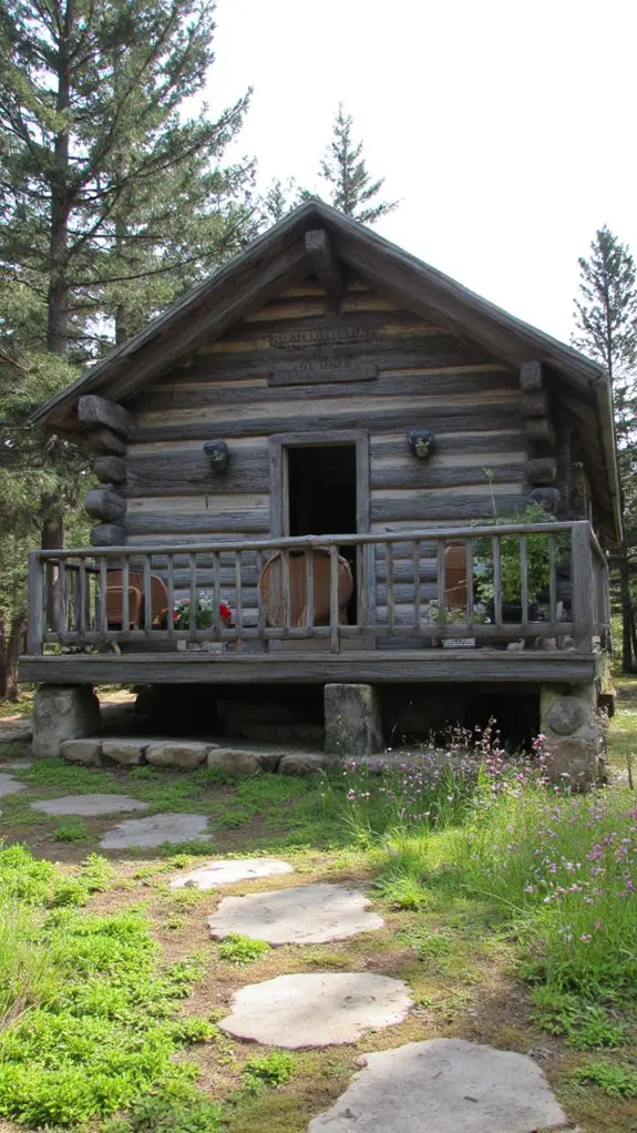 charming rustic cabin balcony
