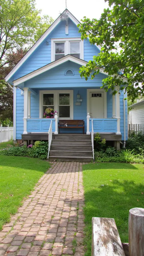 charming soft blue exterior